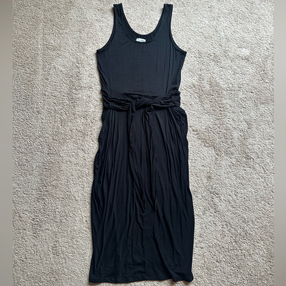 Love, Fire Black Jersey Knit Sleeveless Midi Dress size small